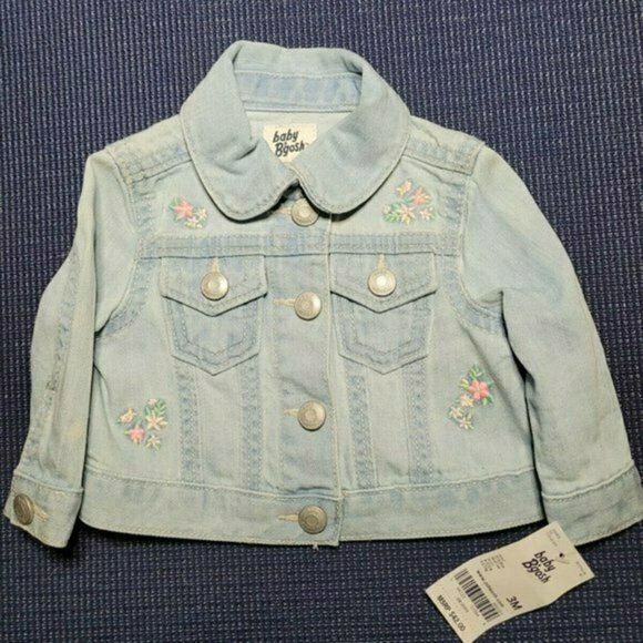 Super Cute Girls Oshkosh Baby Bgosh Jean Jacket Size 3M Embroidered details~NWT - Picture 1 of 7